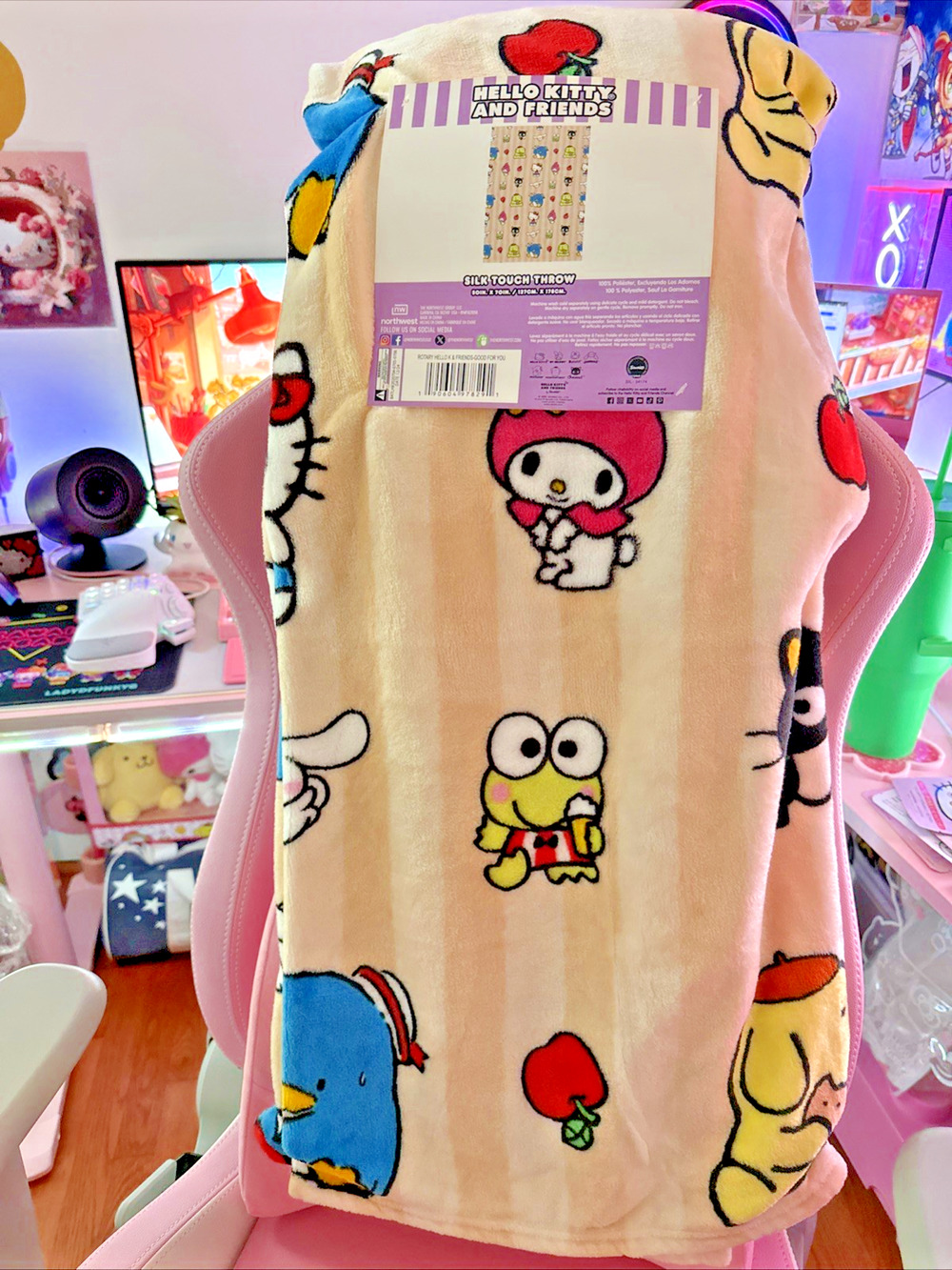 Hello Kitty & Friends Throw Blanket Silk Touch 50x70 Snacks Food 2025 Sanrio